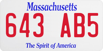 MA license plate 643AB5