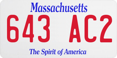 MA license plate 643AC2