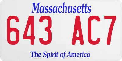 MA license plate 643AC7