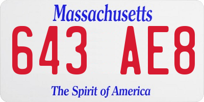 MA license plate 643AE8