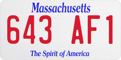 MA license plate 643AF1