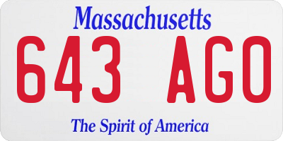 MA license plate 643AG0