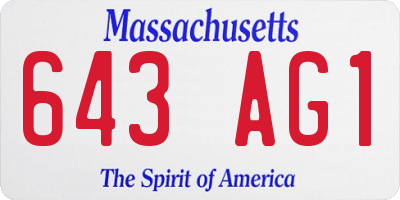MA license plate 643AG1