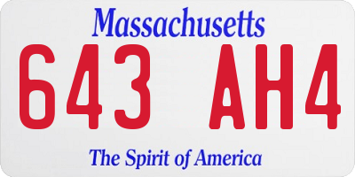 MA license plate 643AH4