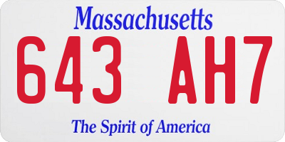 MA license plate 643AH7