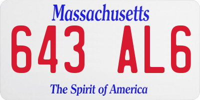 MA license plate 643AL6