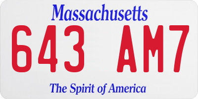 MA license plate 643AM7