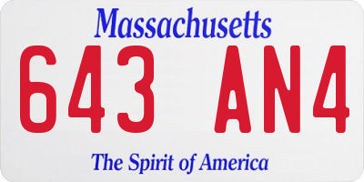 MA license plate 643AN4