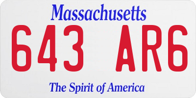 MA license plate 643AR6