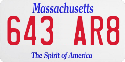 MA license plate 643AR8