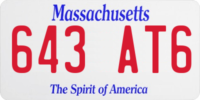 MA license plate 643AT6
