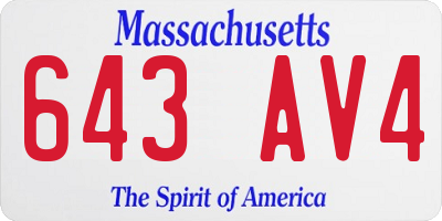 MA license plate 643AV4