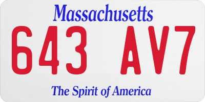 MA license plate 643AV7