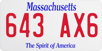 MA license plate 643AX6