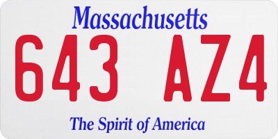 MA license plate 643AZ4