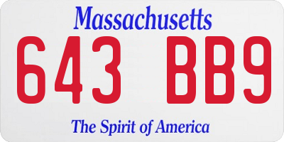 MA license plate 643BB9