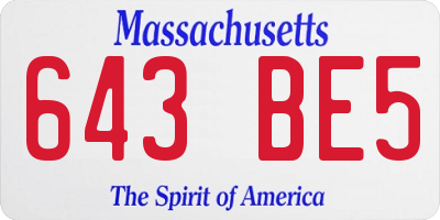 MA license plate 643BE5