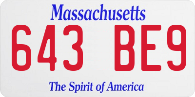MA license plate 643BE9
