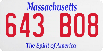MA license plate 643BO8