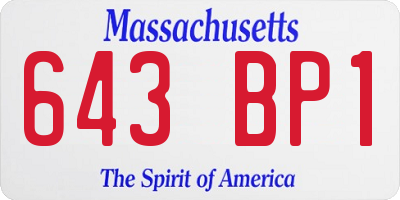 MA license plate 643BP1