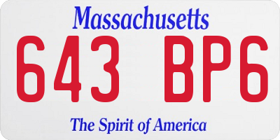 MA license plate 643BP6