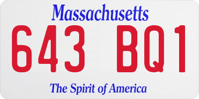 MA license plate 643BQ1