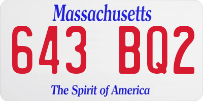MA license plate 643BQ2