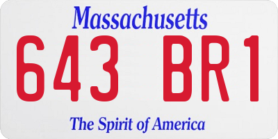 MA license plate 643BR1