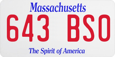 MA license plate 643BS0