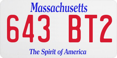MA license plate 643BT2