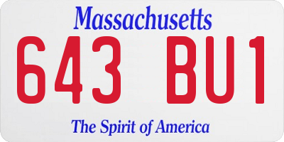 MA license plate 643BU1