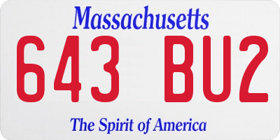 MA license plate 643BU2