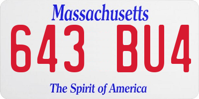 MA license plate 643BU4