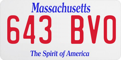 MA license plate 643BV0