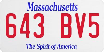 MA license plate 643BV5