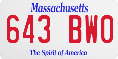 MA license plate 643BW0