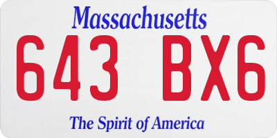 MA license plate 643BX6