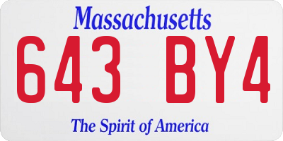 MA license plate 643BY4