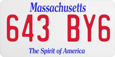 MA license plate 643BY6