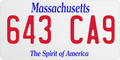 MA license plate 643CA9