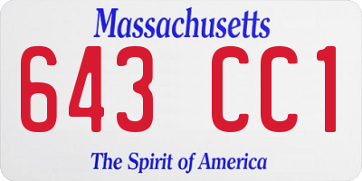 MA license plate 643CC1