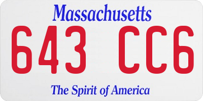 MA license plate 643CC6