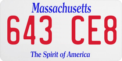 MA license plate 643CE8