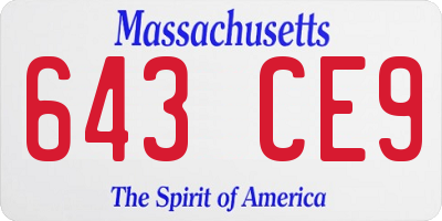 MA license plate 643CE9