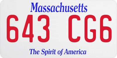 MA license plate 643CG6