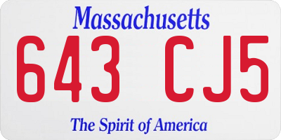 MA license plate 643CJ5
