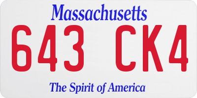 MA license plate 643CK4