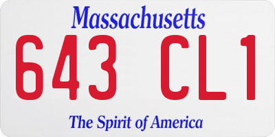 MA license plate 643CL1