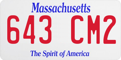 MA license plate 643CM2