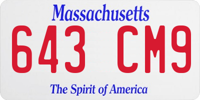 MA license plate 643CM9
